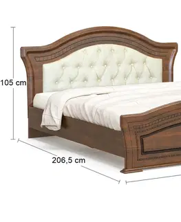 Postele NABBI Molis BC-160 rustikálna manželská posteľ s roštom 160x200 cm čerešňa portofino