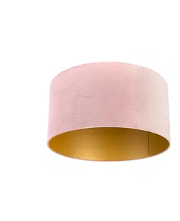 Tienidlo na lampu Velúrové tienidlo ružové 50/50/25 so zlatým interiérom