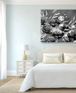Čiernobiele obrazy Obraz maľované poľné maky v čiernobielom prevedení