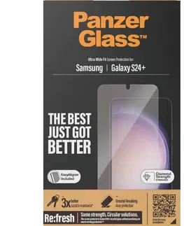 Ochranné fólie pre mobilné telefóny Ochranné sklo PanzerGlass Re:fresh UWF s aplikátorom pre Samsung Galaxy S24 Plus, čierna 7351