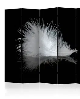 Paravány Paraván White feather Dekorhome 225x172 cm (5-dielny)