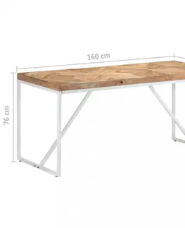 Jedálenské stoly Jedálenský stôl hnedá / biela Dekorhome 160x70x76 cm