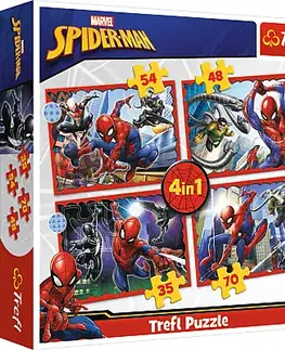 Hračky puzzle TREFL - Puzzle 4v1 - Hrdinský Spiderman / Disney Marvel Spiderman