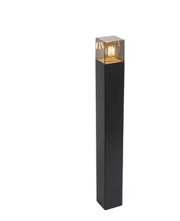 Vonkajsie osvetlenie Stojacia vonkajšia lampa čierna 70 cm IP44 s dymovým sklom - Dánsko