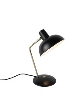 Stolove lampy Retro stolová lampa čierna s bronzom - Milou