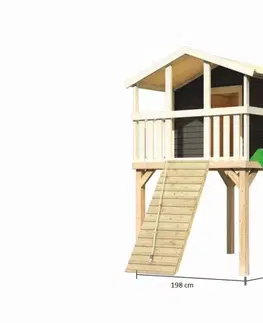 Detské záhradné domčeky Detské ihrisko so šmýkačkou Dekorhome Zelená