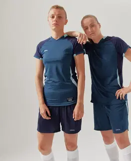 dresy Dámsky futbalový dres s krátkym rukávom úzky strih modrý