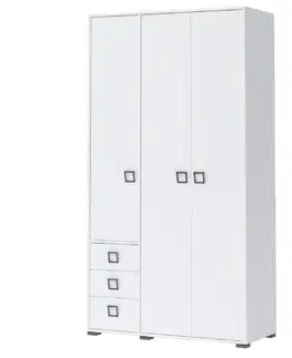 Šatníkové skrine Skriňa 3D3S Kiki P33-BE/KI-15 white/white