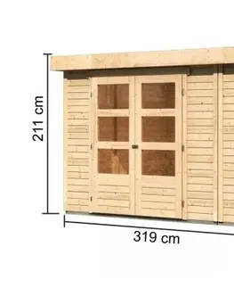 s prístreškom Drevený záhradný domček RETOLA 4 Lanitplast 319 cm