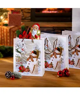 Drobné dekorácie a doplnky 3 darčekové tašky "Snehuliak"