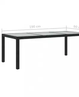 Záhradné stoly Záhradný stôl sklo / polyratan Dekorhome Hnedá / priehľadná