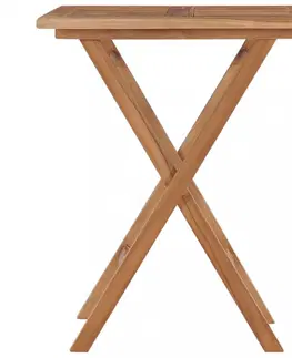 Záhradné stoly Skladací záhradný stolík 60x60 cm teakové drevo Dekorhome