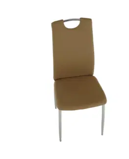 Stoličky Jedálenská stolička, ekokoža béžová/chróm, ERVINA