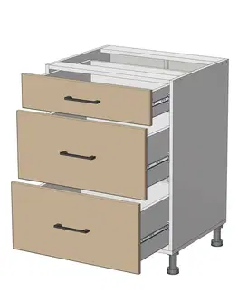 Kuchynské skrinky dolná skrinka so zásuvkami š.60, v.82, Modena LD12S6082, grafit / jaseň