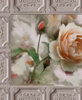 Obrazy kvetov Obraz ruže v historickom ráme