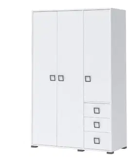 Šatníkové skrine Skriňa 3D3S Kiki G33-BE/KI-15 white/white