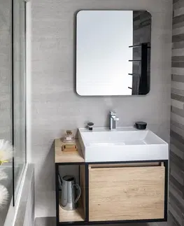 Kúpeľňa SAPHO - SKARA umývadlová skrinka 80x49,5x46,5cm, čierna matná/dub Alabama CG003-2222