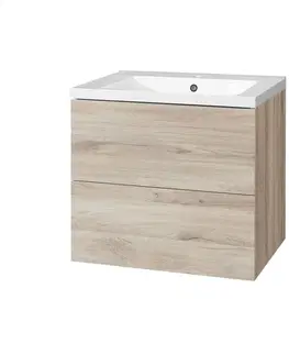 Kúpeľňový nábytok MEREO - Aira, kúpeľňová skrinka s umývadlom z liateho mramoru 61 cm, dub Kronberg CN720M