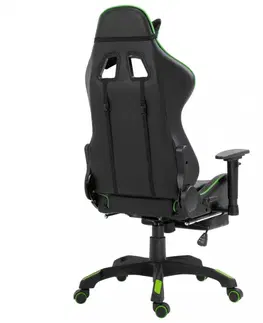 Kancelárske stoličky Herné kreslo s podnožkou umelá koža Dekorhome Zelená