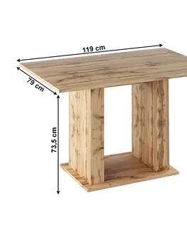 Jedálenské stoly Jedálenský stôl, dub wotan, 119x79 cm, BISTRO