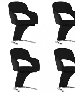Jedálenské stoličky a kreslá Jedálenská stolička 4 ks zamat / chróm Dekorhome Modrá
