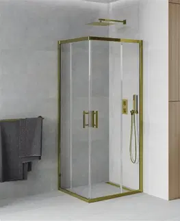 Sprchovacie kúty MEXEN - Rio sprchovací kút štvorec 90 x 90, transparent, zlatá 860-090-090-50-00