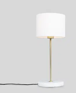 Stolove lampy Mosadzná stolová lampa s bielym tienidlom 20 cm - Kaso