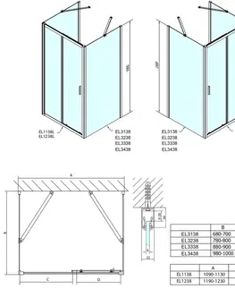 Sprchovacie kúty POLYSAN - EASY LINE sprchový kout tri steny 1100x1000, L/P varianta, sklo Brick EL1138EL3438EL3438