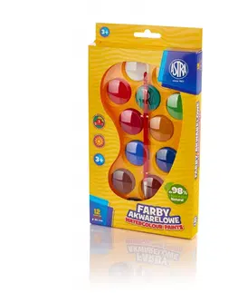 Hračky ASTRA - Vodové farby na paletke so štetcom priemer 30mm, 12 farieb, 302117001