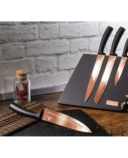 Kuchynské nože Berlinger Haus 6-dielna sada nožov s magnetickým stojanom Rosegold Metallic Line 
