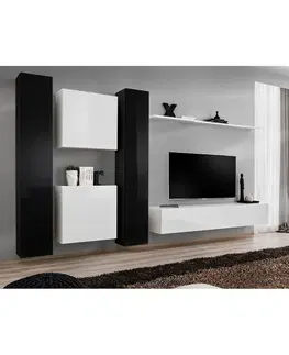 Podkrovný nábytok Obývacia stena Switch VI Čierna/Biely