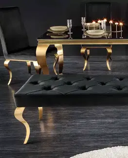 Lavice do jedálne LuxD Dizajnová lavica Rococo 172 cm čierna / zlatá