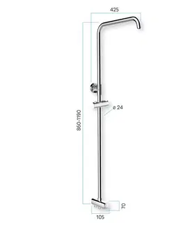 Kúpeľňové batérie MEREO MEREO - Sprchový set s tyčou, hadicou, ručnou a tanier. hranatou sprchou, šedá CB95001SG2