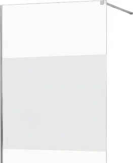 Sprchové dvere MEXEN/S - KIOTO Sprchová zástena WALK-IN 130x200 cm 8 mm, chróm, Transparent/matné sklo 800-130-101-01-35