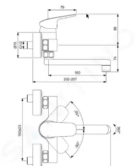 Kuchynské drezy IDEAL STANDARD IDEAL STANDARD - CeraFlex Drezová batéria, s otočným vývodom 160 mm, chróm B1717AA