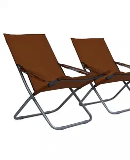 Záhradné kreslá a stoličky Skladacia plážová kresielka 2 ks Dekorhome Čierna
