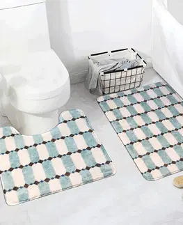 Kúpeľňové predložky Kúpeľňová predložka, set 2 ks, biela/modrá/vzor, MERGUS TYP 1