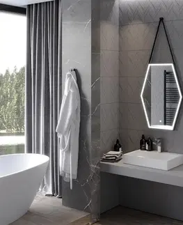 Kúpeľňa MEXEN - Orlá zrkadlo s osvetlením 60 x 80 cm, LED 6000K, čierny rám 9815-060-080-611-70