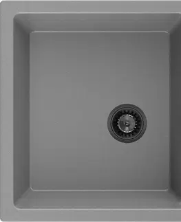 Kuchynské drezy MEXEN/S MEXEN/S - Tomas granitový drez 2-bowl 800 x 500 mm, šedá, + čierny sifón 6516802000-71-B