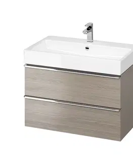 Kúpeľňa CERSANIT - Umývadlo skrinka VIRGO 80 sivý dub s chrómovými úchytmi S522-028