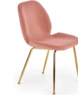 Čalúnené stoličky Stolička K381 Velvet/Chrome Ružová/Zlatý