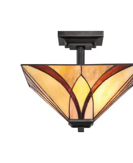 Stropné svietidlá QUOIZEL Stropné svietidlo Asheville dizajn Tiffany 30,5 cm