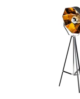 Stojace lampy LuxD 25160 Dizajnová stojanová lampa Damon čierno-zlatá Stojanové svietidlo