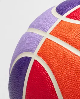 basketbal Basketbalová lopta BT500 Touch veľkosť 6 limitovaná edícia fialovo-červená