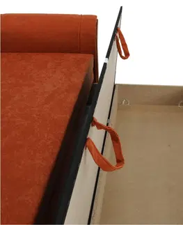 Pohovky KONDELA Patryk rozkladacia pohovka s úložným priestorom oranžová / jelša