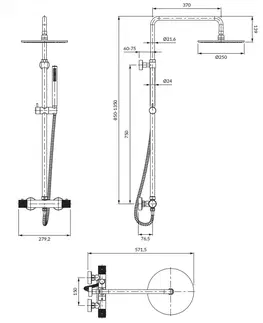 Sprchy a sprchové panely OMNIRES - CONTOUR termostatický sprchový stĺp zlatá kartáčovaná /GLB/ CT8044GLB