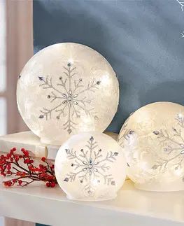 Vianočné dekorácie LED Sklenené gule Snehová vločka, 3 ks