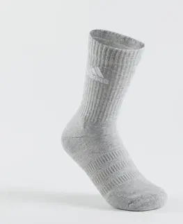 bedminton Športové ponožky vysoké 3 páry sivé, biele, čierne