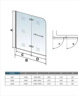Sprchové dvere H K - Vaňová zástena S22H 120x140cm - dvojdielna sklopná, číre sklo SE-S22H-12