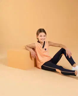 nohavice Detské jazdecké legíny 100 tmavomodro-oranžové